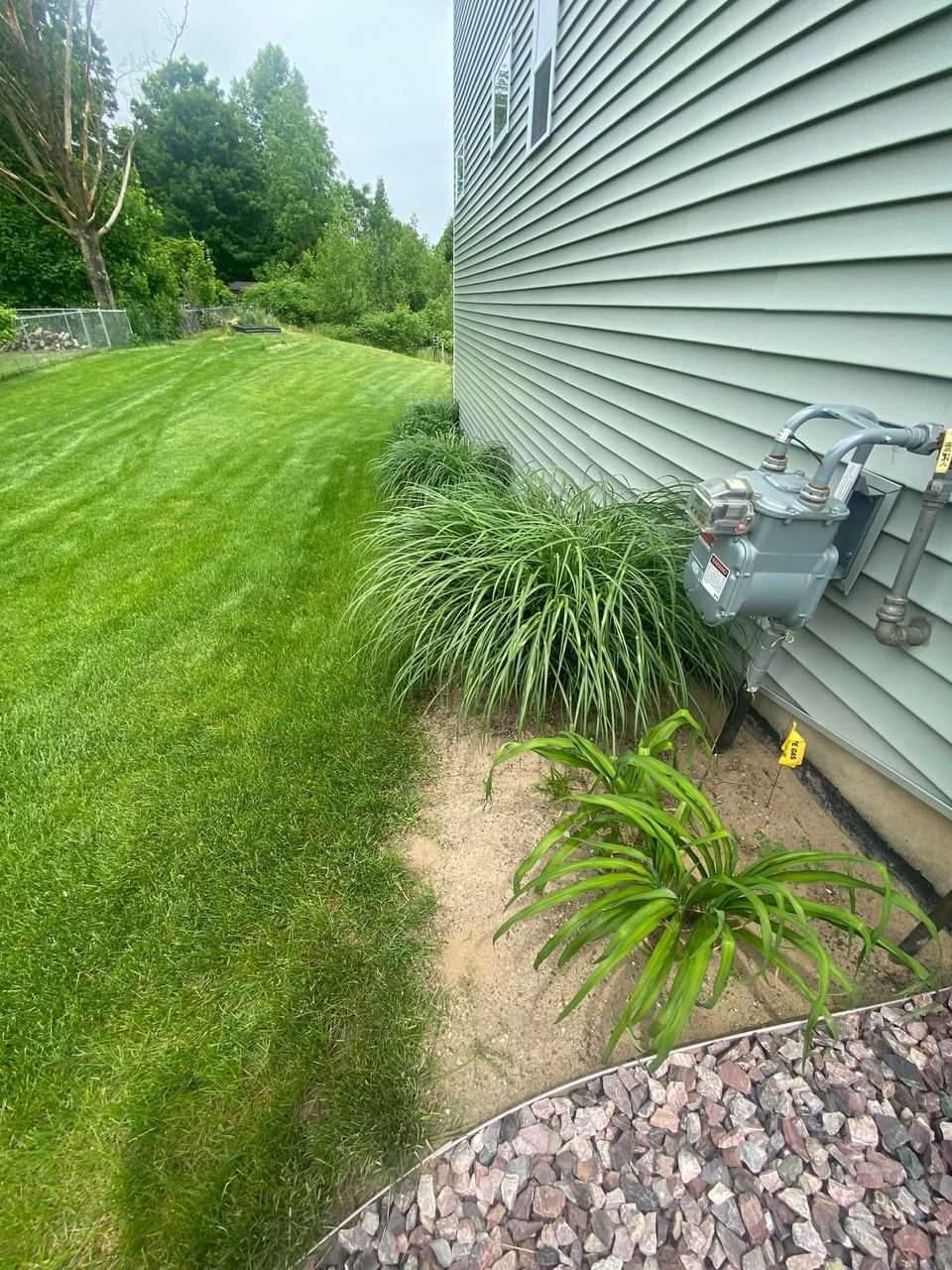 Before — foundation bed before mulching